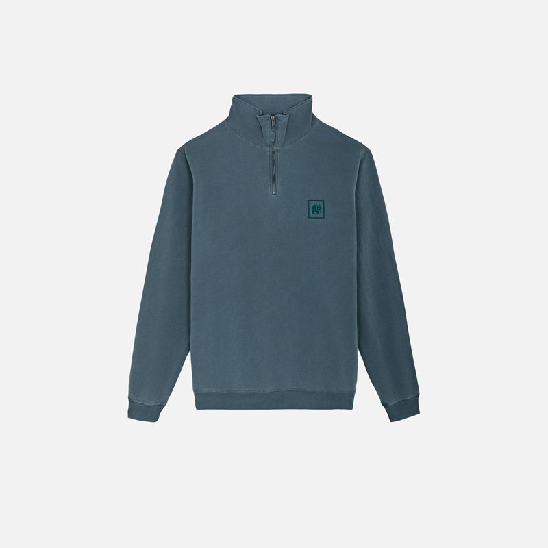 Sauce Pigment Dyed Quarter Zip Sweatshirt Elm Green