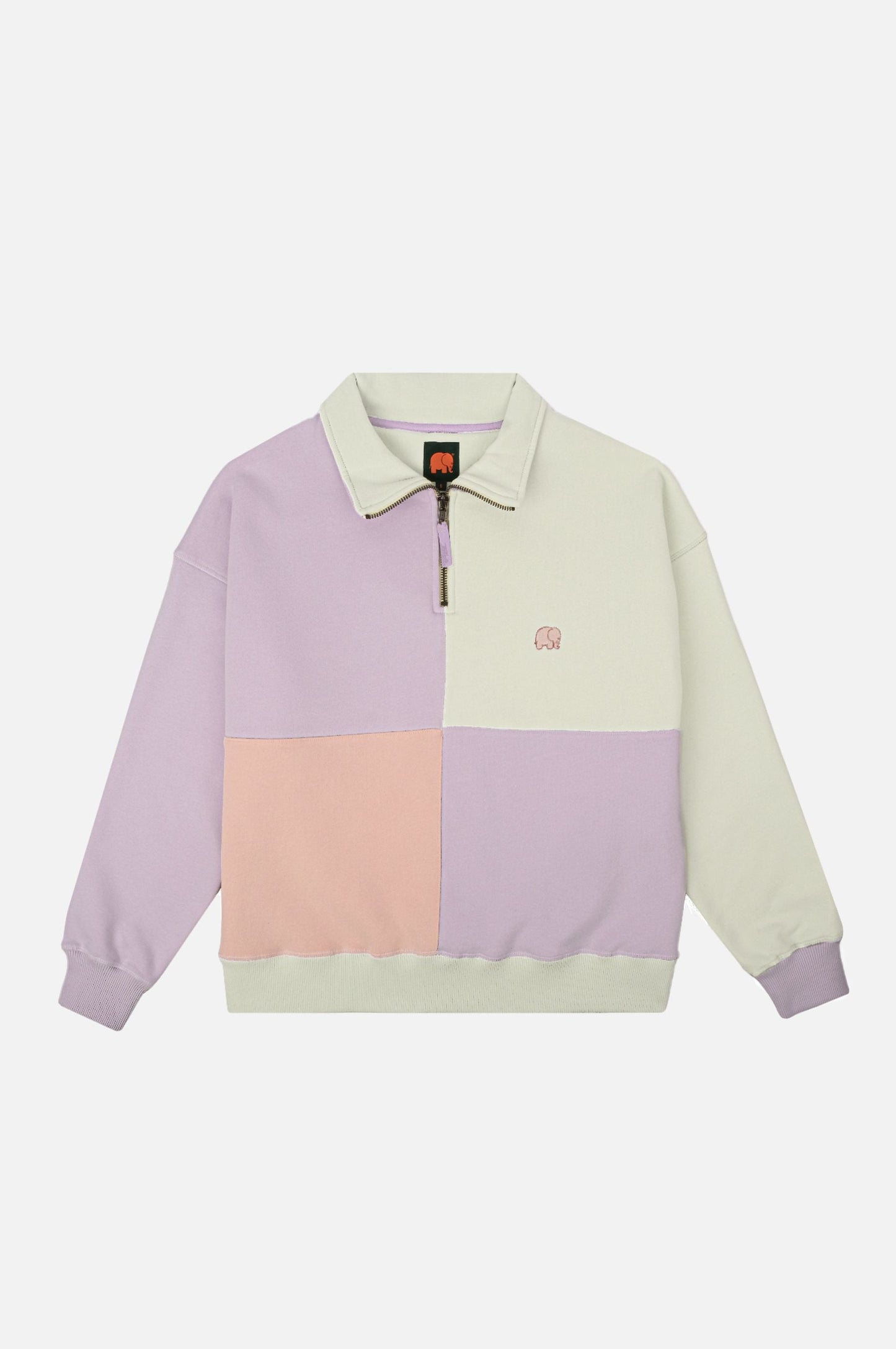 Women's Oversized Color Block Half Zip Sweatshirt Lavender - front