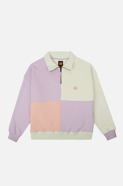 Women's Oversized Color Block Half Zip Sweatshirt Lavender - front