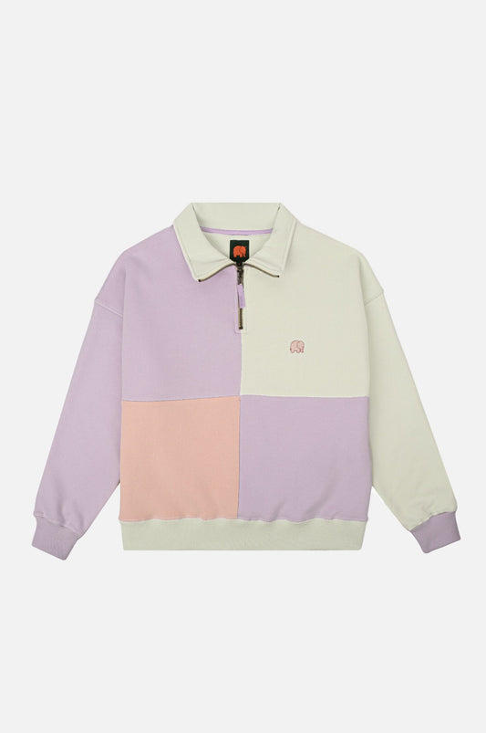 Women's Oversized Color Block Half Zip Sweatshirt Lavender - front