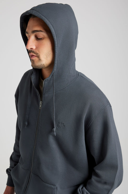 Essential Zip Hoodie Bitumen Grey