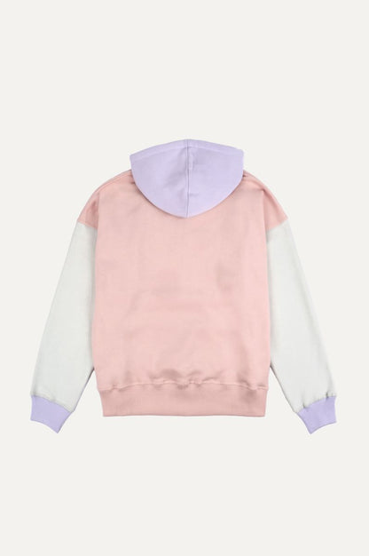 Women's Oversized Color Block Hoodie Pink - back
