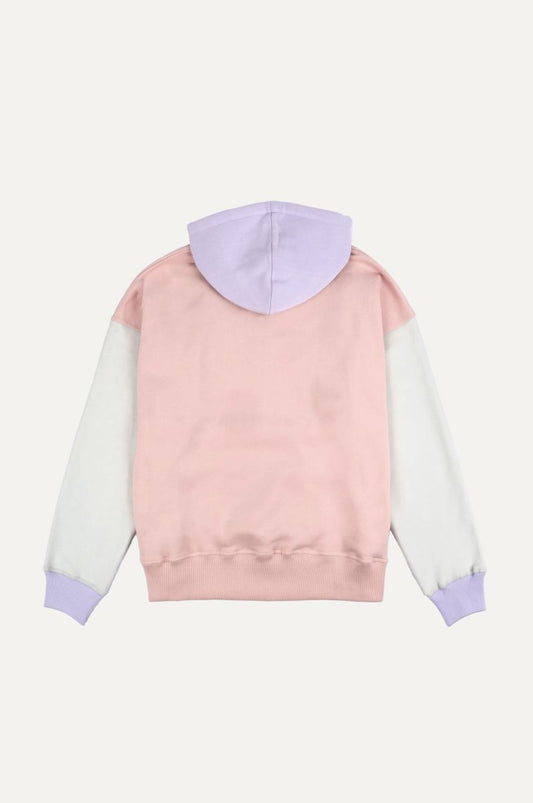 Women's Oversized Color Block Hoodie Pink - back