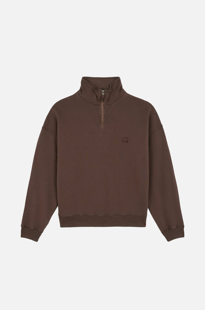 Women's Essential Quarter Zip Sweatshirt Shaved Chocolate - front
