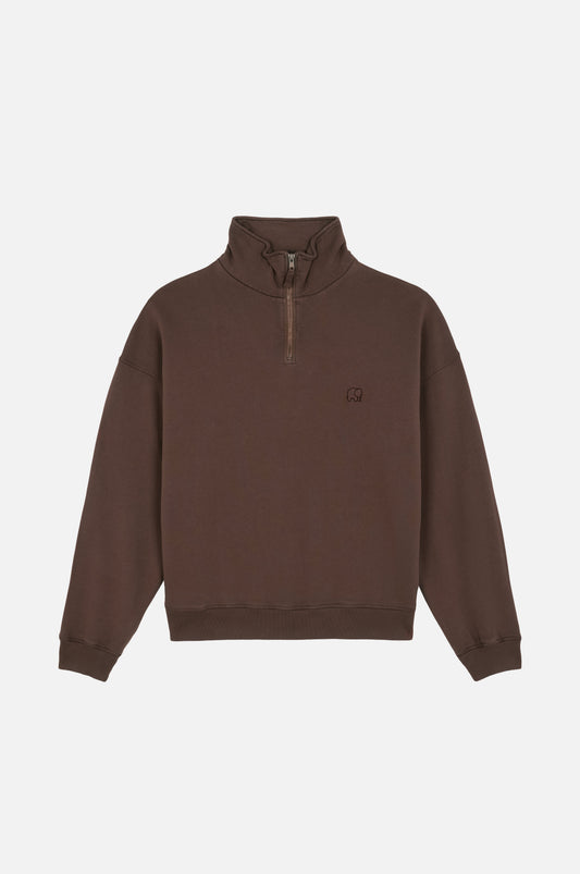 Women's Essential Quarter Zip Sweatshirt Shaved Chocolate - front
