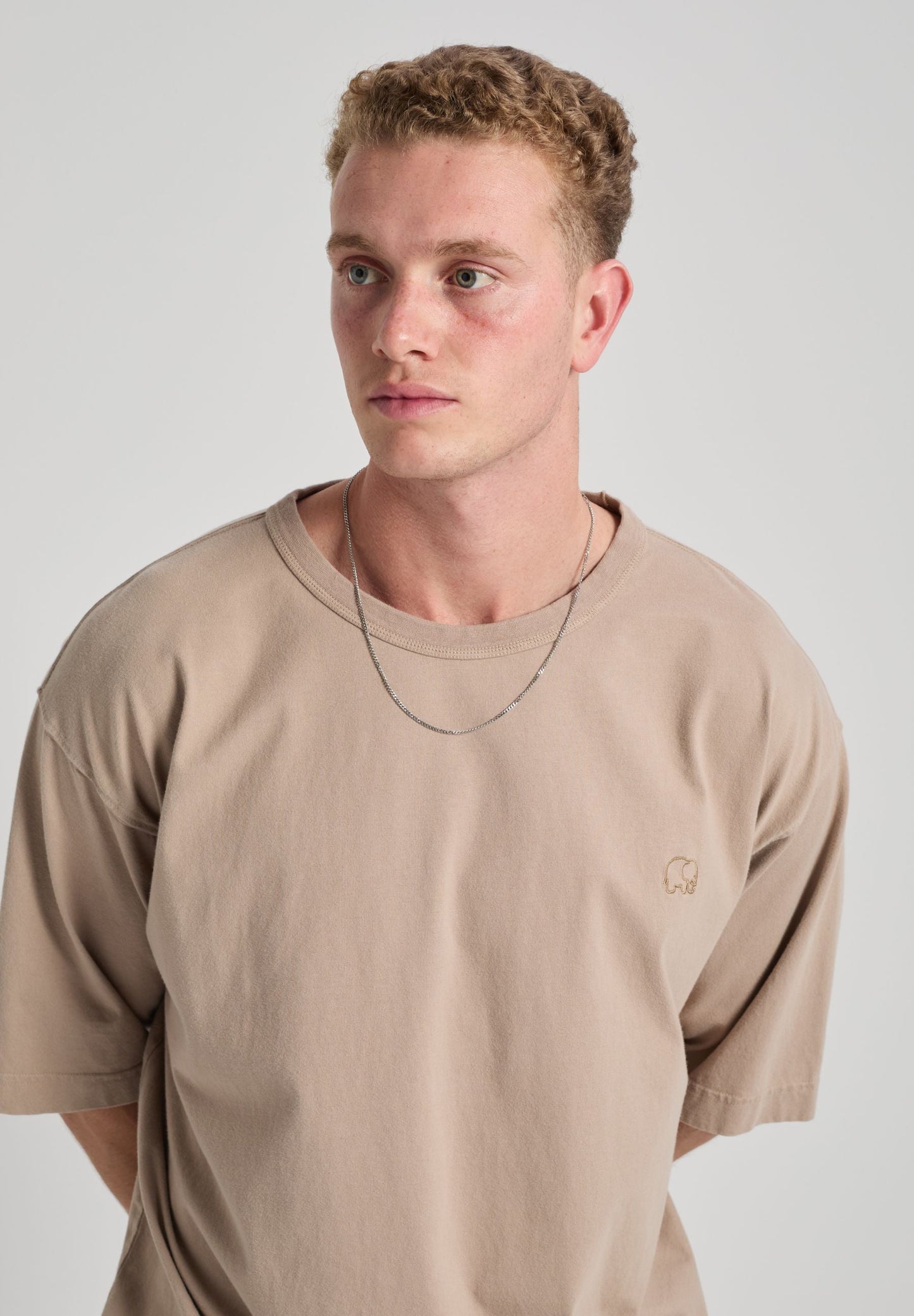 Essential Oversized T-Shirt Moon Rock Grey - model front