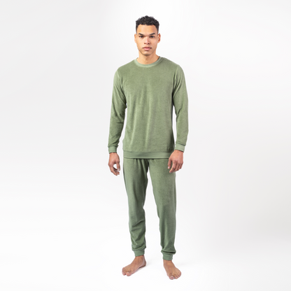 BJORN Terry Pajama Set - Fog Green - front