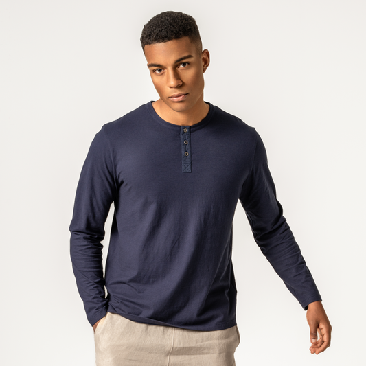 THOMME Henley Shirt Deep Sea