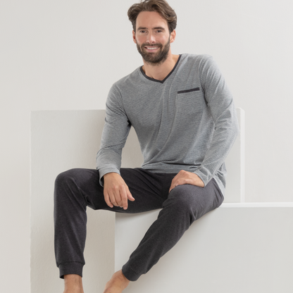 COLIN Pajama Set - Stone Grey/Anthra Melange - front