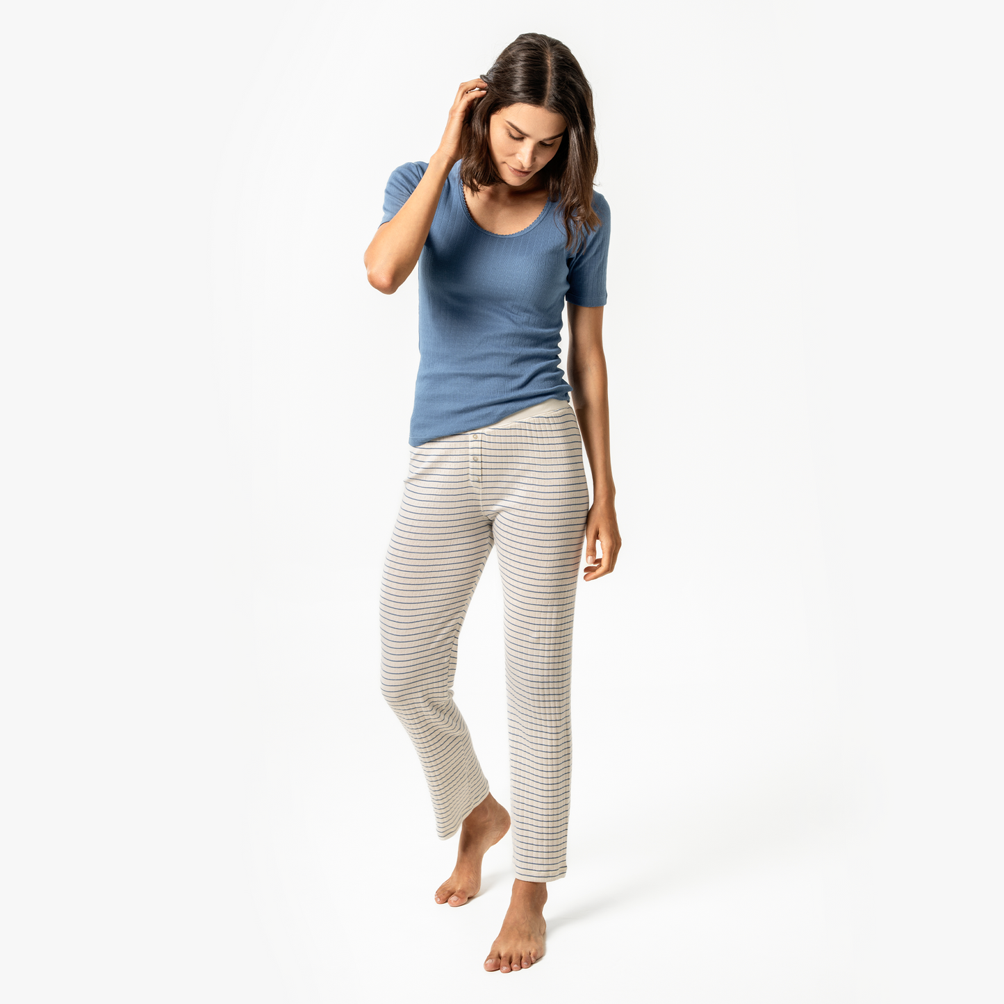 TATUM Sleep Pants - Natural/Seaside - front