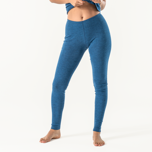 BASSY Merino Wool Leggings - Mid Blue - front
