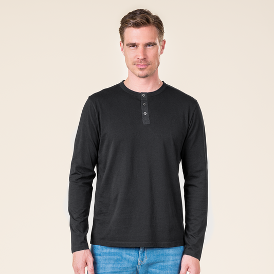THOMME Henley Shirt black