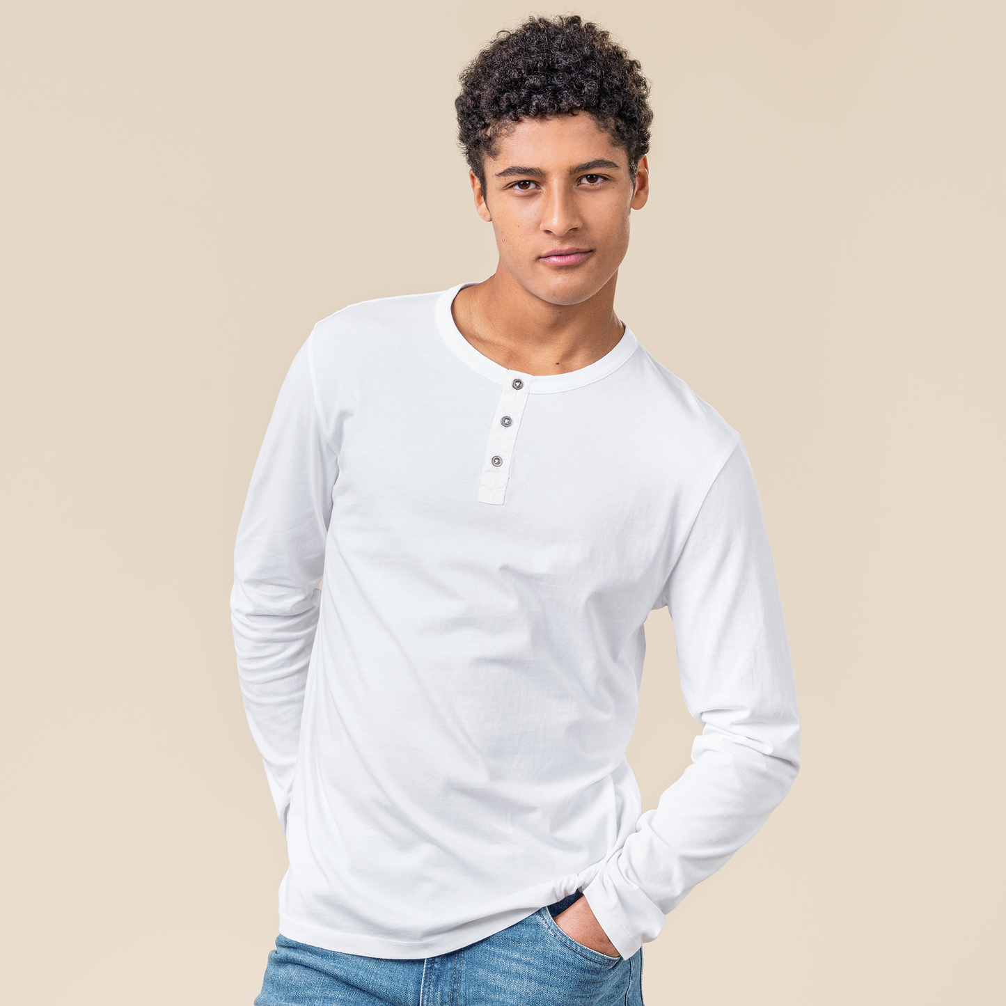 THOMME Henley Shirt White