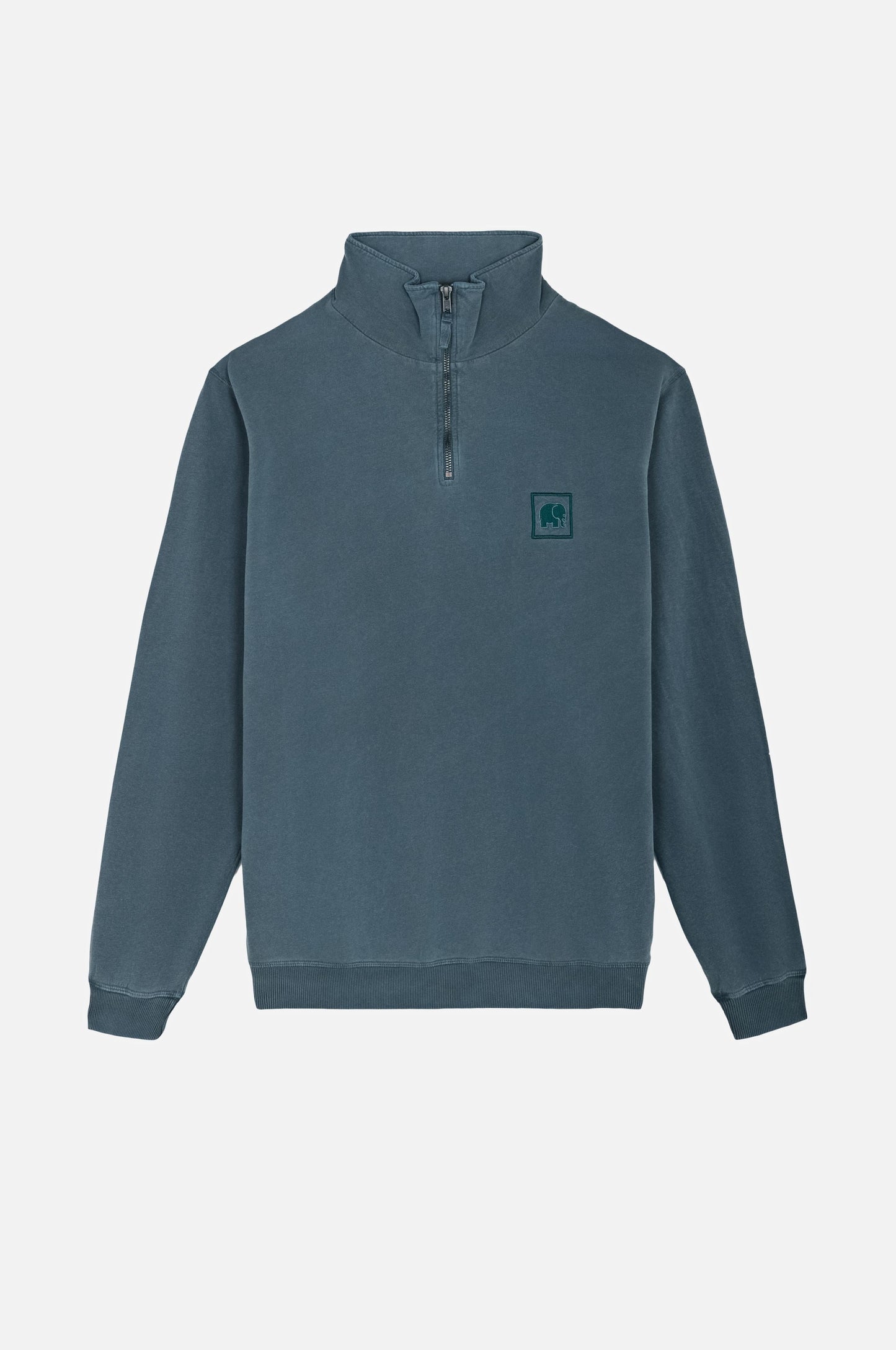 Sauce Pigment Dyed Quarter Zip Sweatshirt Elm Green - front