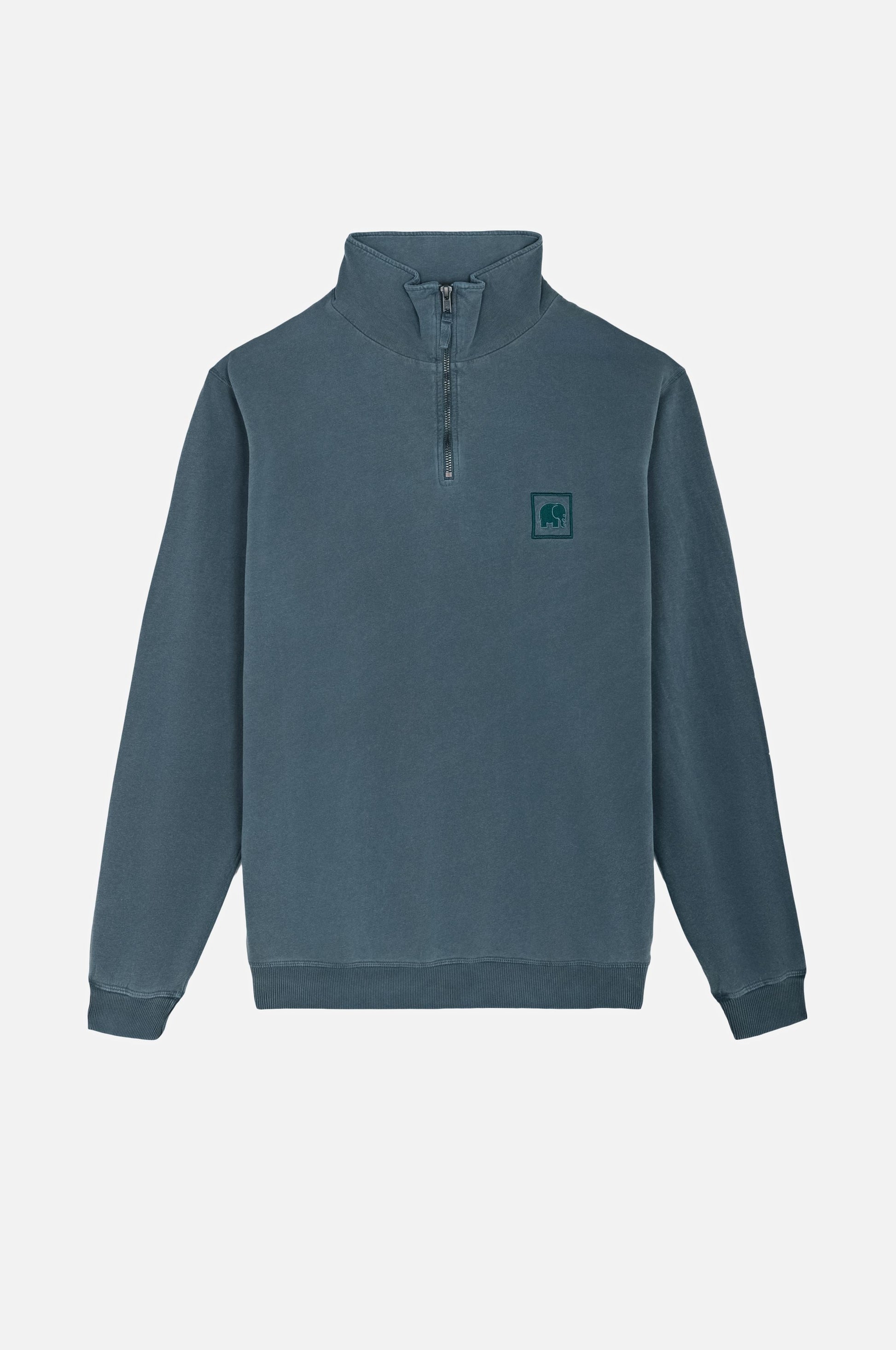Sauce Pigment Dyed Quarter Zip Sweatshirt Elm Green - front