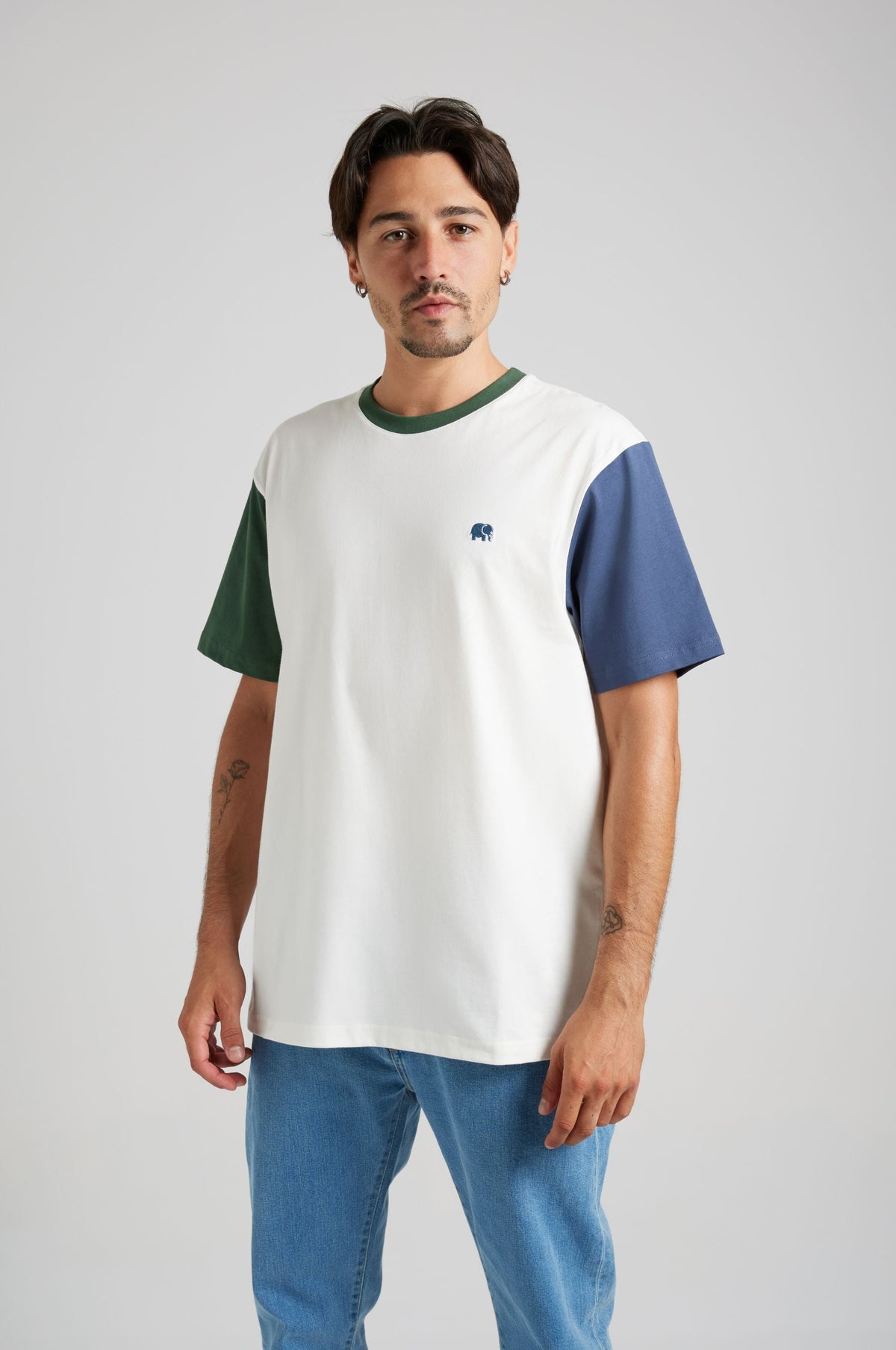 Organic Color Block T-Shirt Natural
