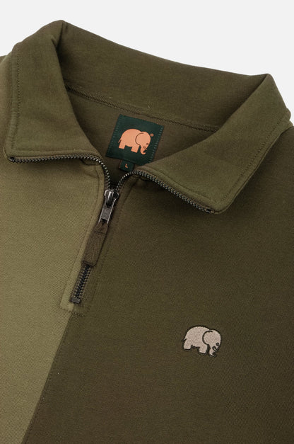 Color Block Half Zip Sweatshirt Gothic Olive