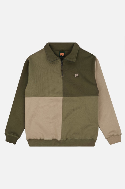 Color Block Half Zip Sweatshirt Gothic Olive