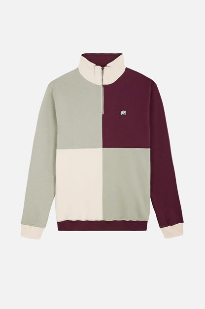 Color Block Quarter Zip Sweatshirt Iron Veil - front