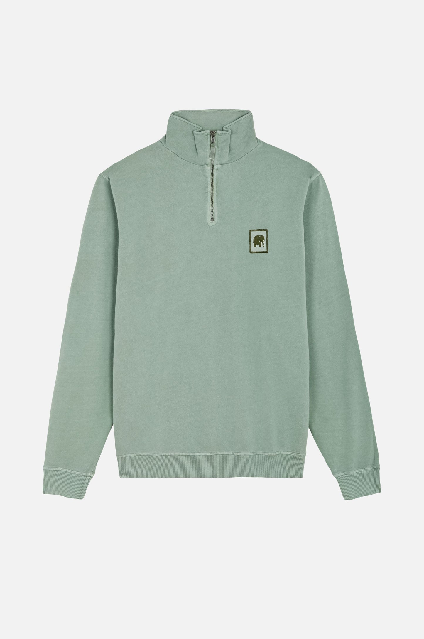 Sauce Pigment Quarter Zip Sweatshirt Silver Green - front