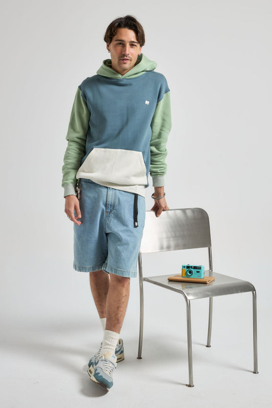 Color Block Hoodie Deep Spruce