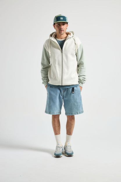 Color Block Zip Hoodie Sea Glass
