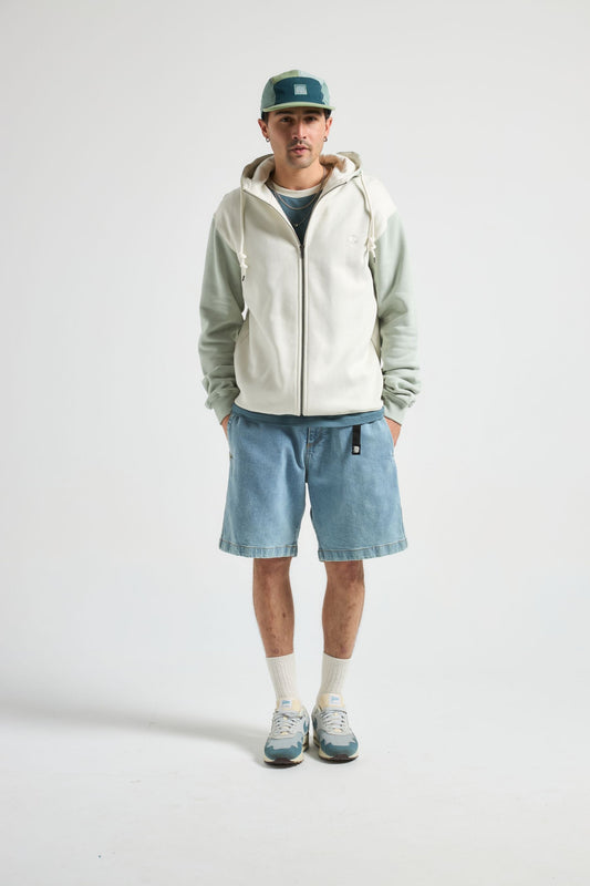 Color Block Zip Hoodie Sea Glass