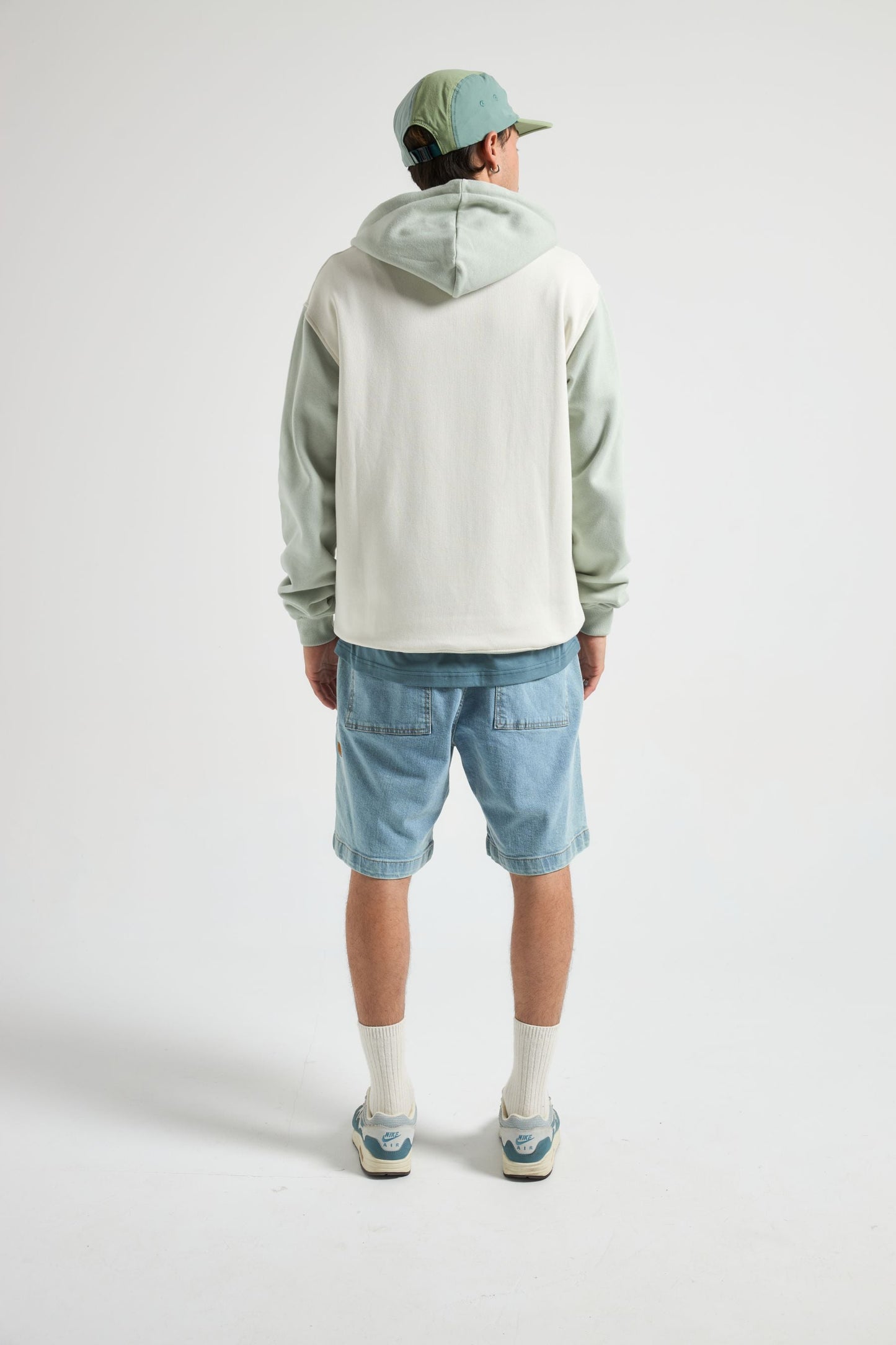 Color Block Zip Hoodie Sea Glass