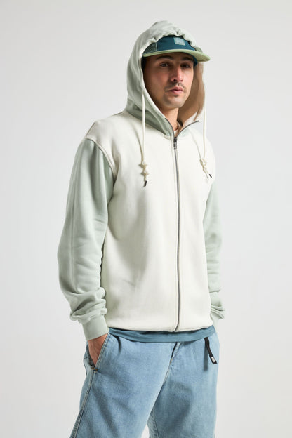 Color Block Zip Hoodie Sea Glass