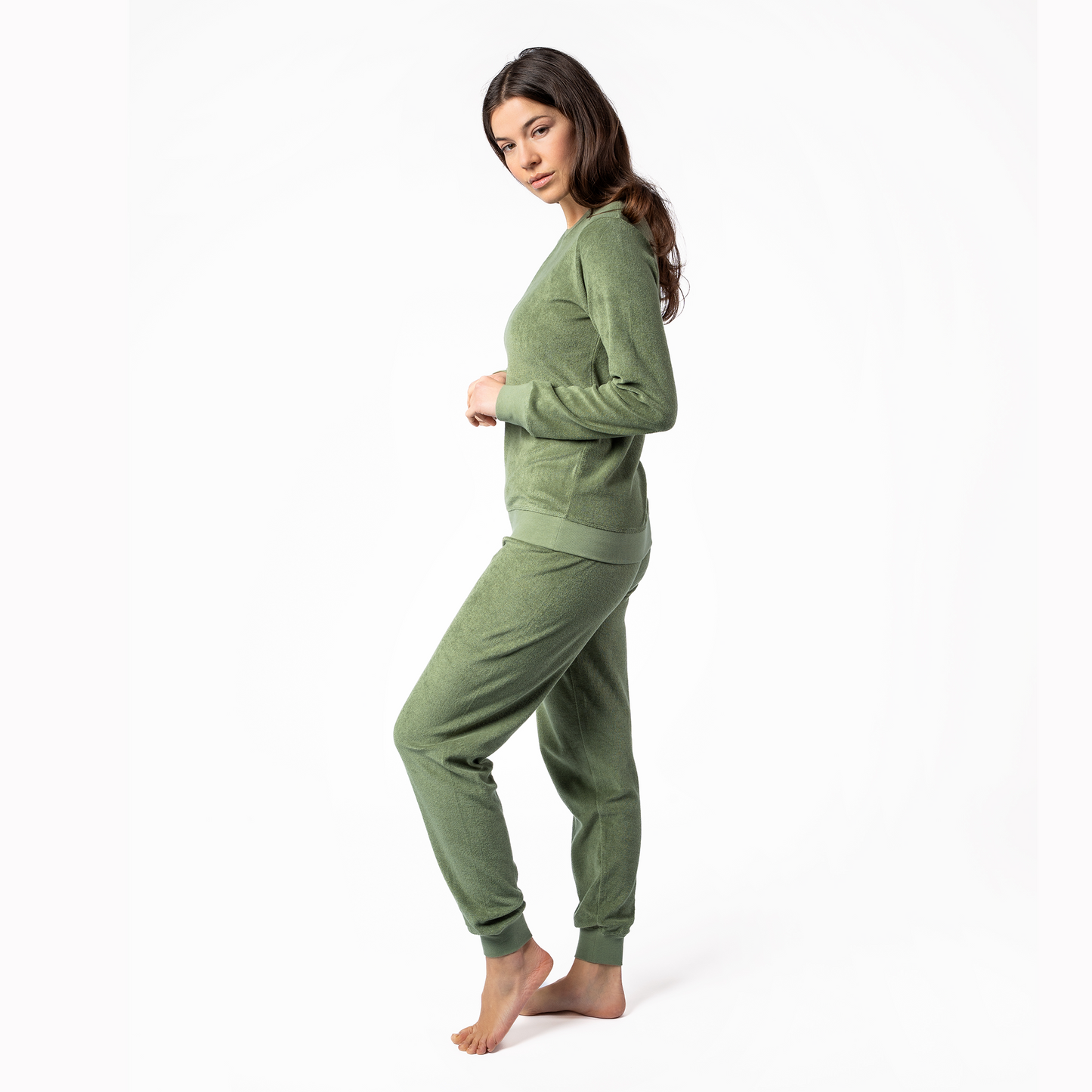 BONNIE Terry Pajama Set - Fog Green - detail