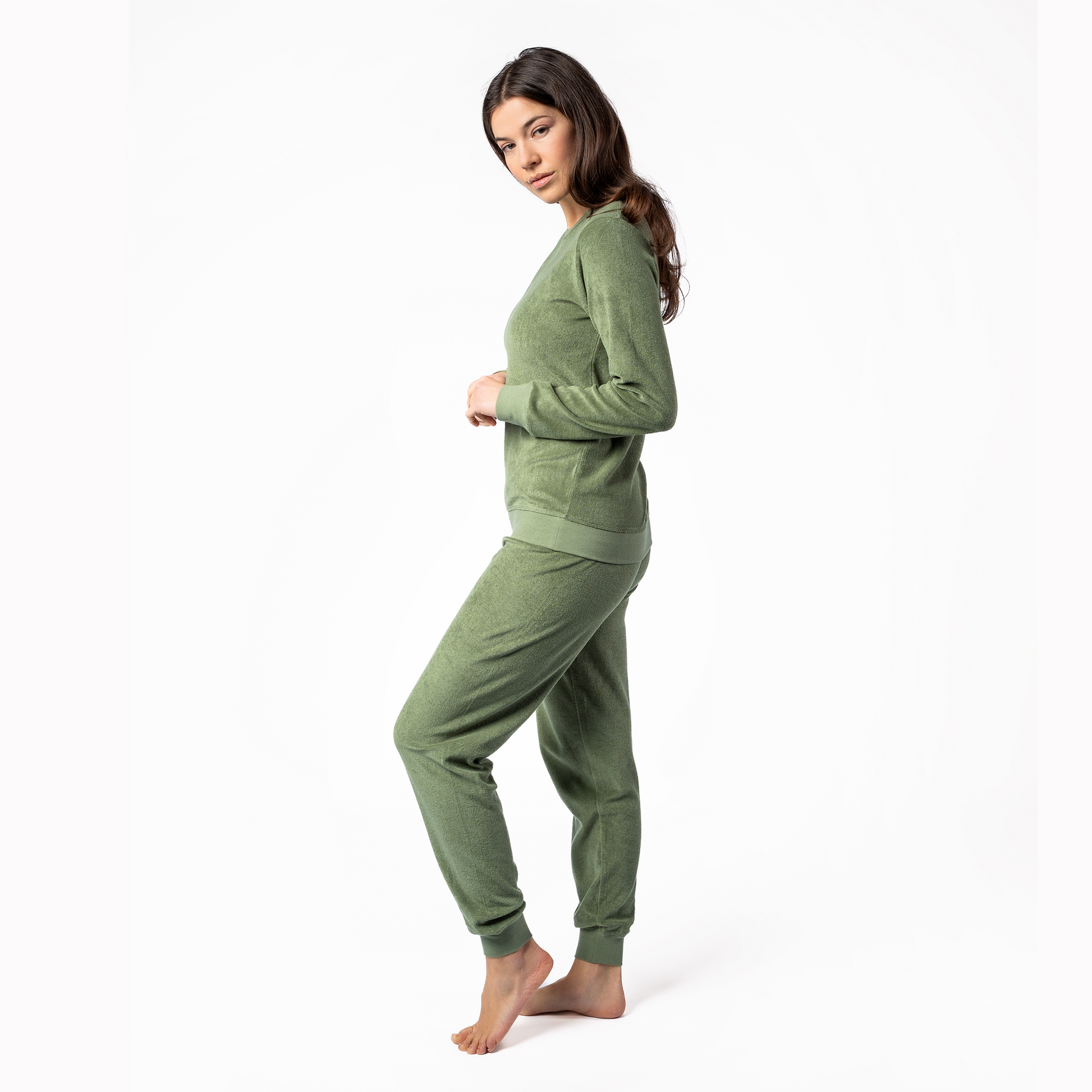 BONNIE Terry Pajama Set - Fog Green - detail