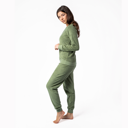 BONNIE Terry Pajama Set - Fog Green - detail