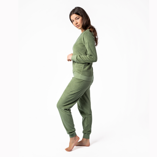 BONNIE Terry Pajama Set - Fog Green - detail