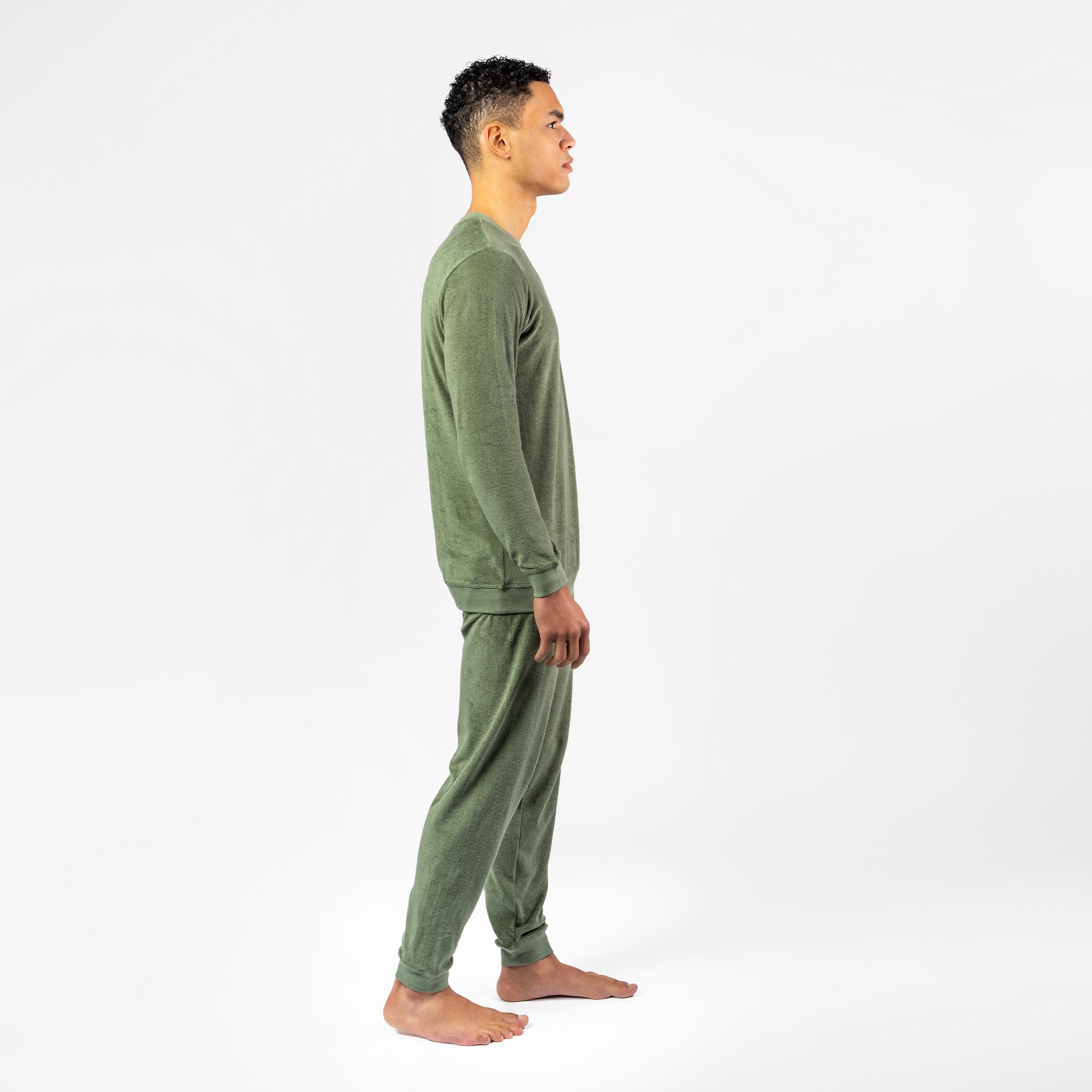 BJORN Terry Pajama Set - Fog Green - detail