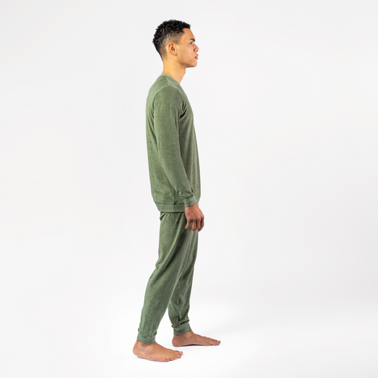 BJORN Terry Pajama Set - Fog Green - detail
