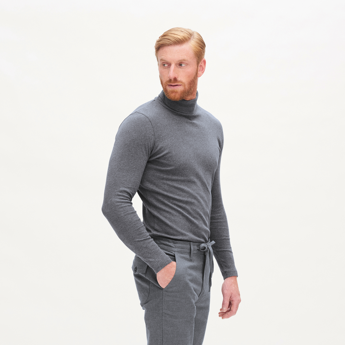 HELGE Turtleneck Shirt Grey Melange