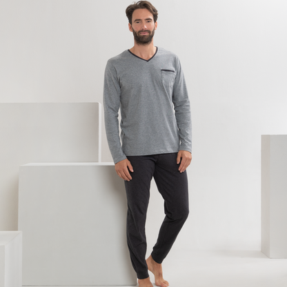 COLIN Pajama Set - Stone Grey/Anthra Melange - detail
