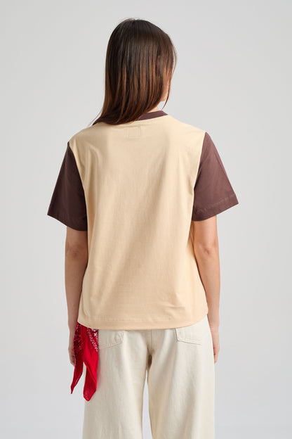 Women's Color Block T-Shirt Gray Sand - back