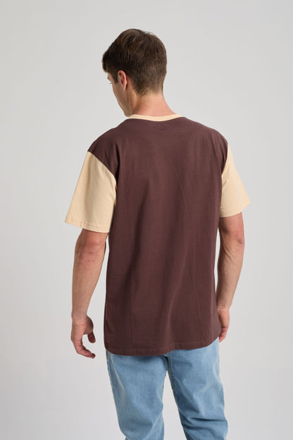 Color Block T-Shirt Solemnity Brown - back