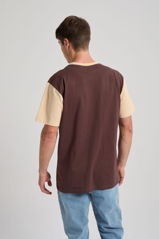 Color Block T-Shirt Solemnity Brown - back