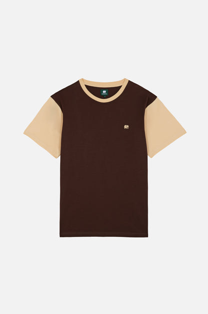 Color Block T-Shirt Solemnity Brown - front