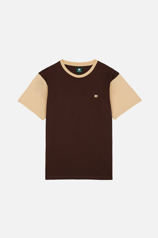 Color Block T-Shirt Solemnity Brown - front
