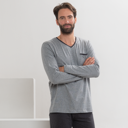 COLIN Pajama Set - Stone Grey/Anthra Melange - worn