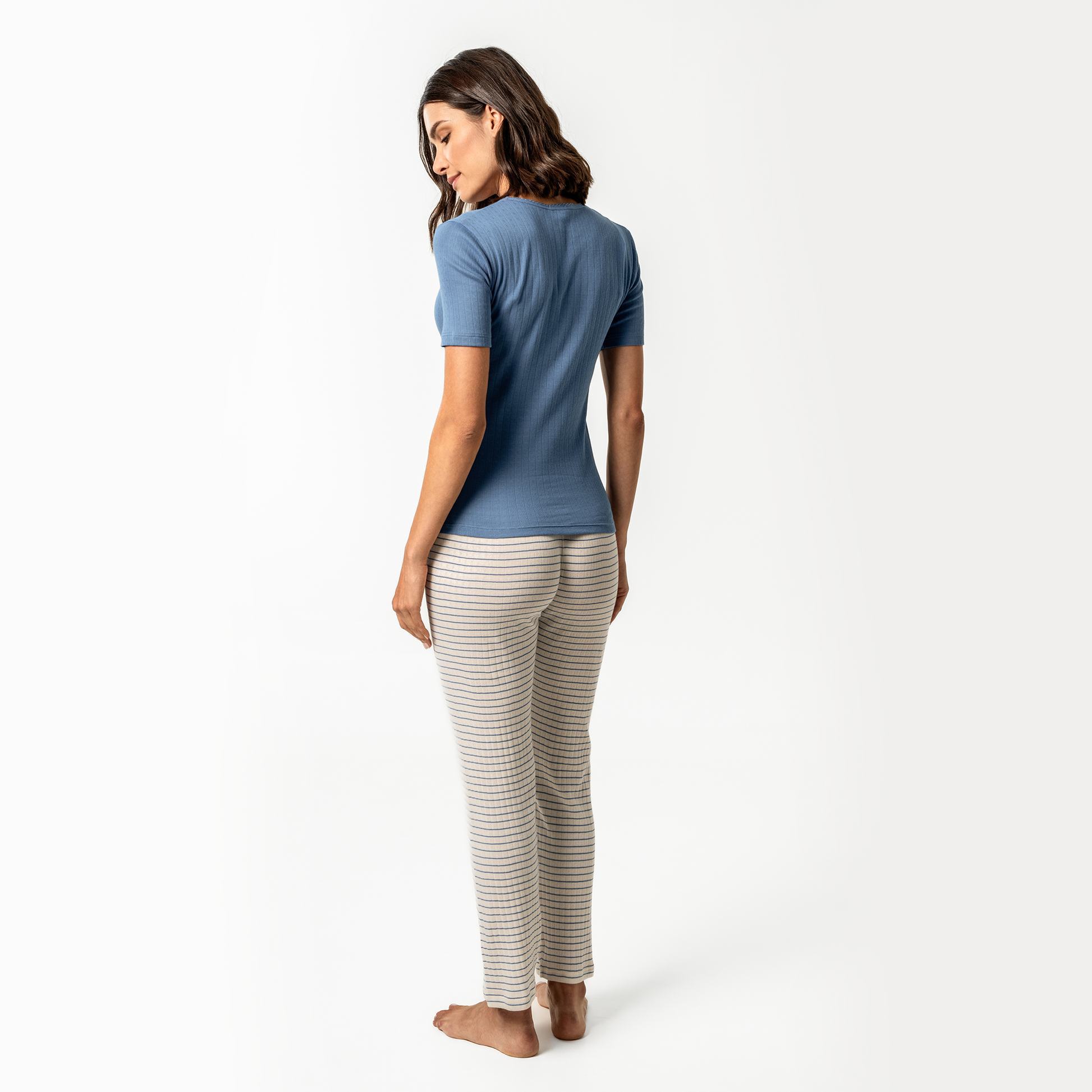 TATUM Sleep Pants - Natural/Seaside - worn