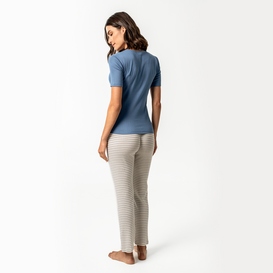 TATUM Sleep Pants - Natural/Seaside - worn