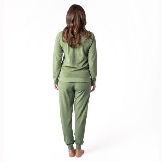 BONNIE Terry Pajama Set - Fog Green - worn