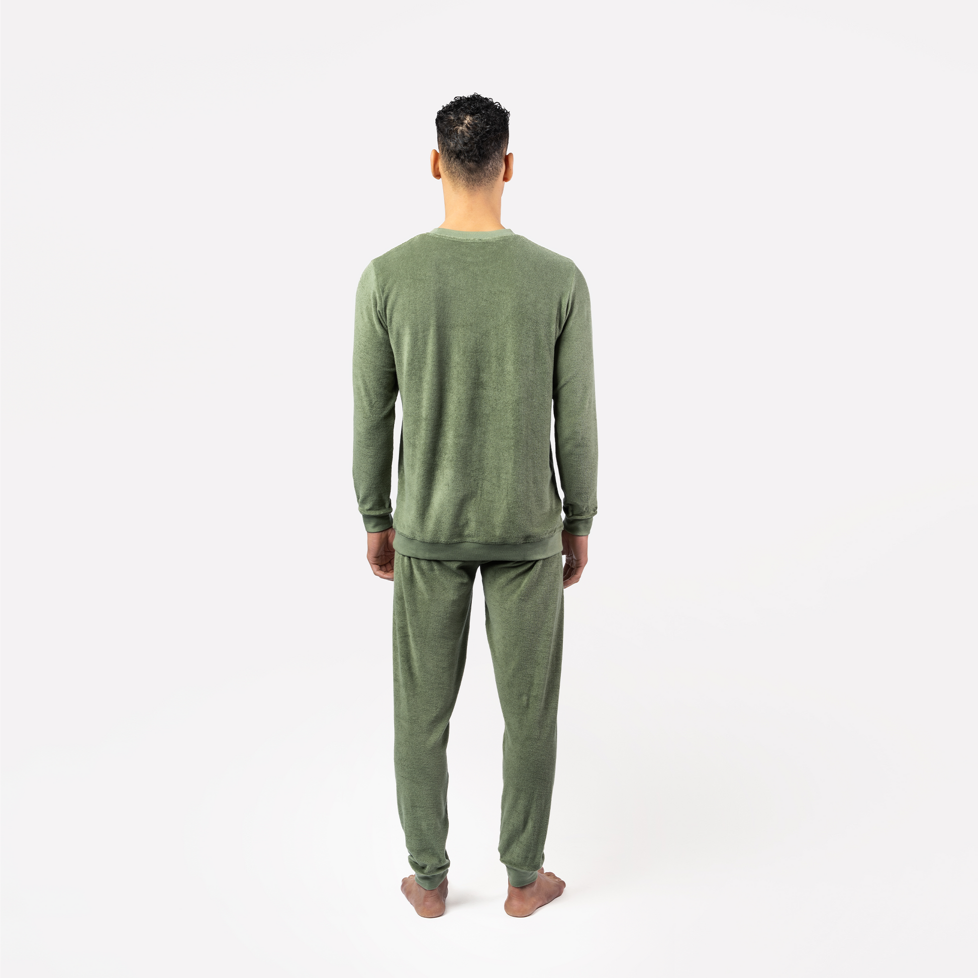 BJORN Terry Pajama Set - Fog Green - worn