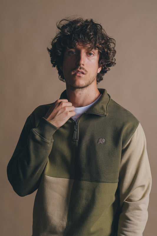 Color Block Half Zip Sweatshirt Gothic Olive