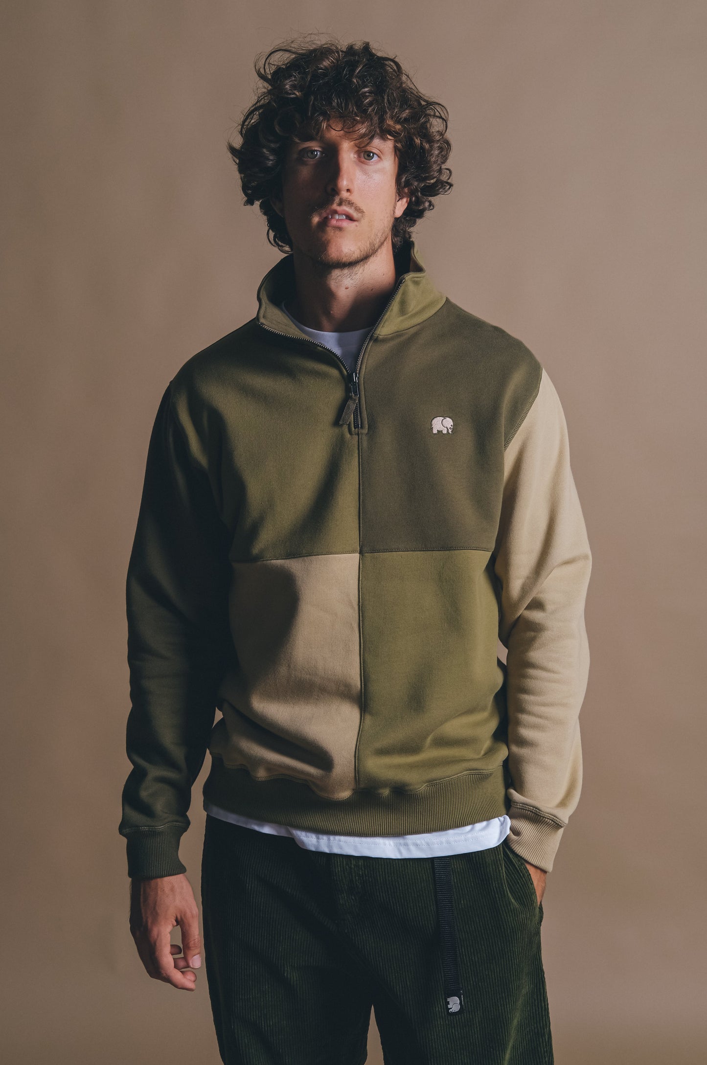 Color Block Half Zip Sweatshirt Gothic Olive