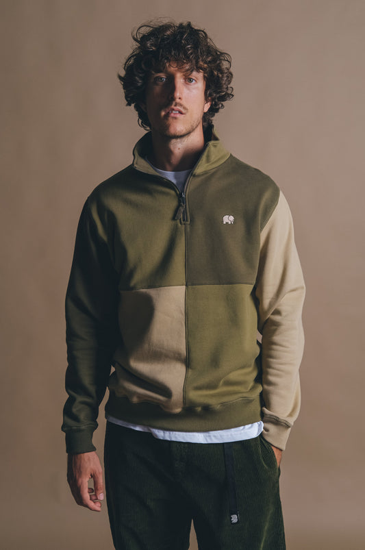 Color Block Half Zip Sweatshirt Gothic Olive